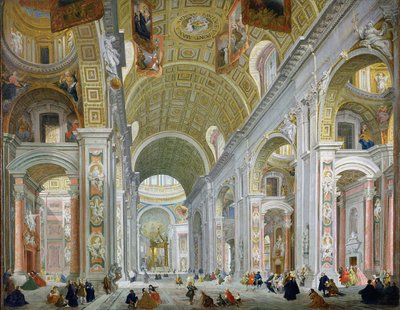 Interieur van de Sint-Pietersbasiliek, Rome, c.1754 door Giovanni Paolo Pannini